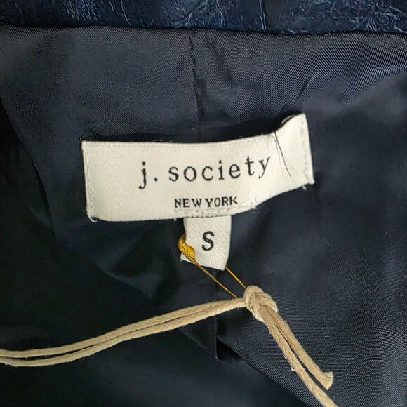 J. Society Womens Navy Faux Leather Moto Jacket Size S - Picture 4 of 16